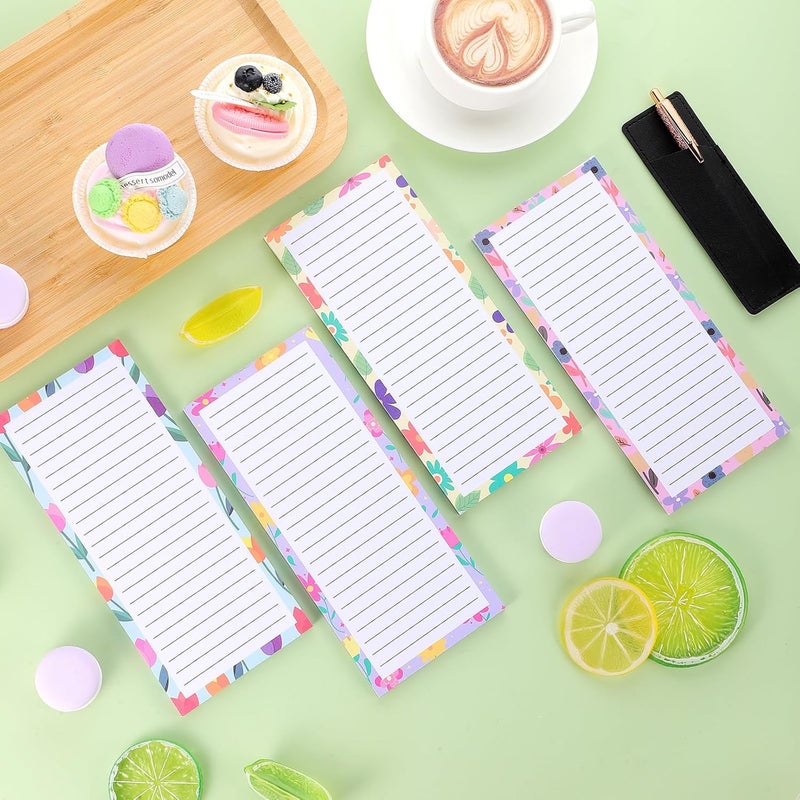 Thboxes 4 Pack Magnetic Note Pad for Fridge with Pen Holder, Totally 200 Sheets Grocery List Magnet Pad for Refrigerator Magnetic Shopping List Pad（Floral Design） - Image 4